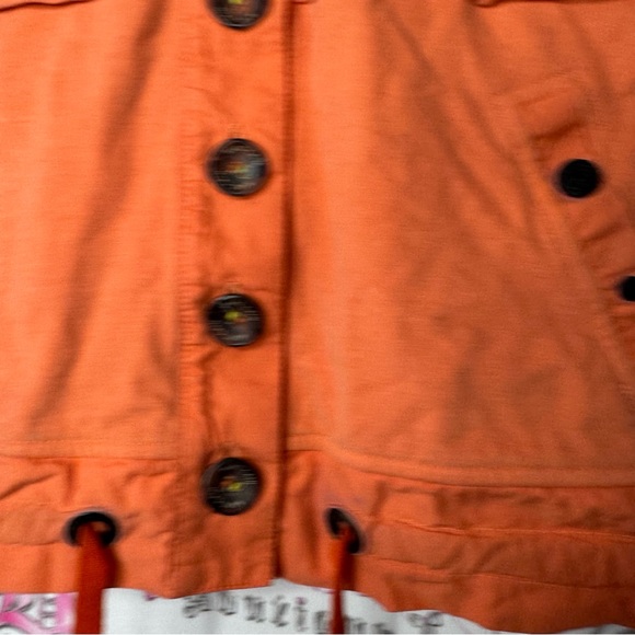 Marccain sports sweater 3/4 sleeve orange tie dye buttons floral hood mesh y2k - Picture 5 of 16
